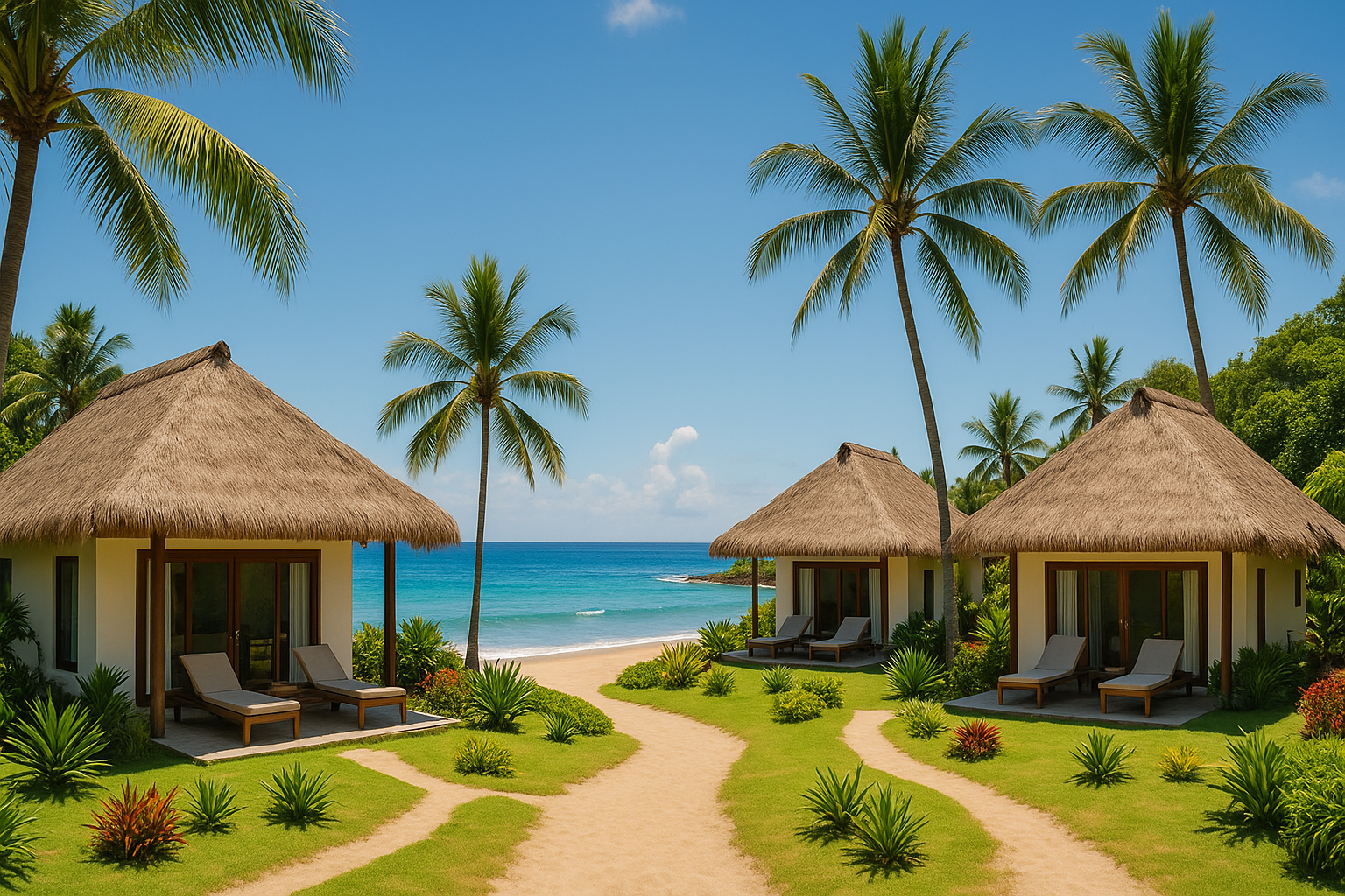 Tropical villas at Pengantap Beach